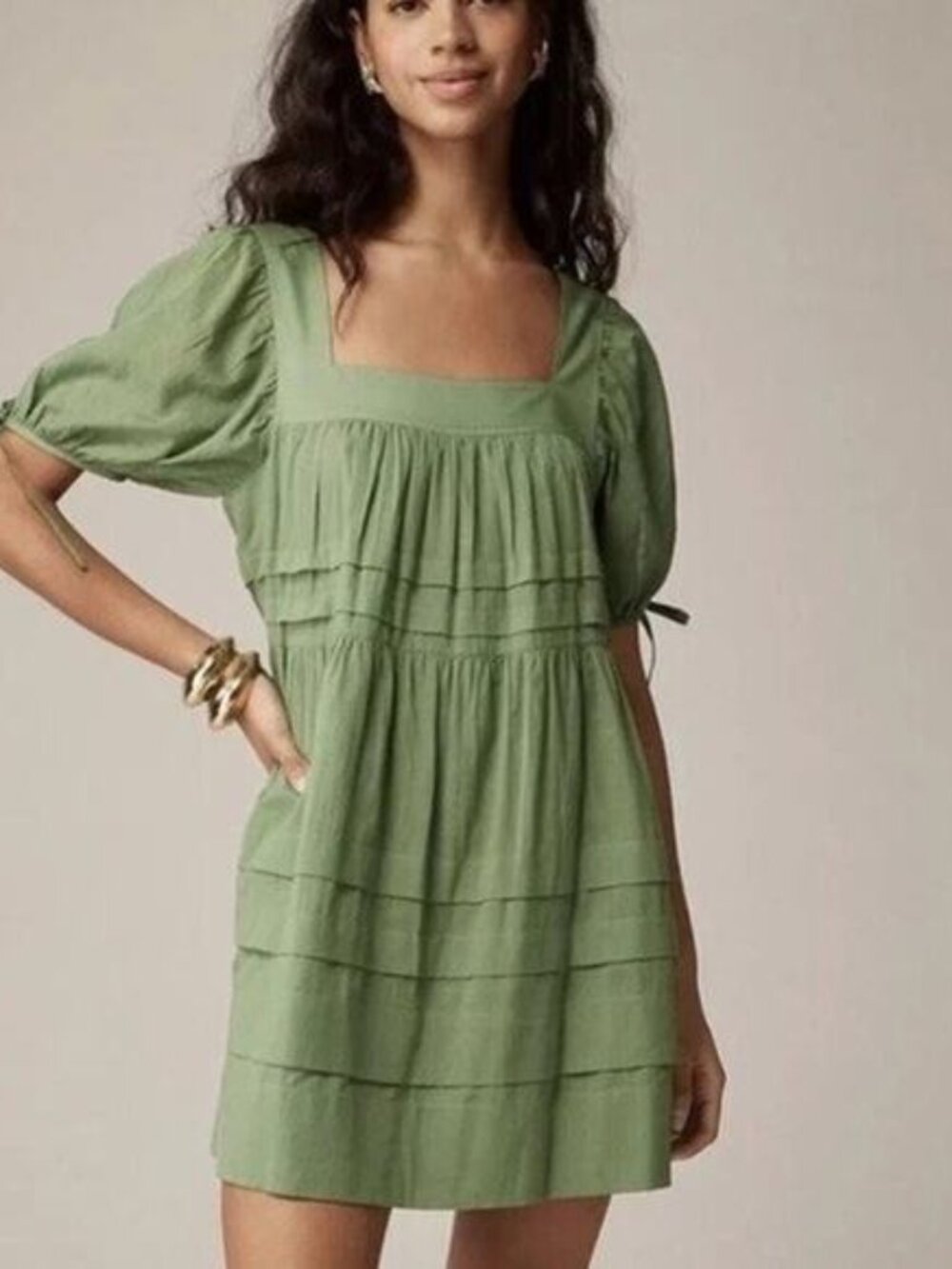 J.CREW Calliste Dress XS Cotton Voile “Faded Moss” Green XS NWOT